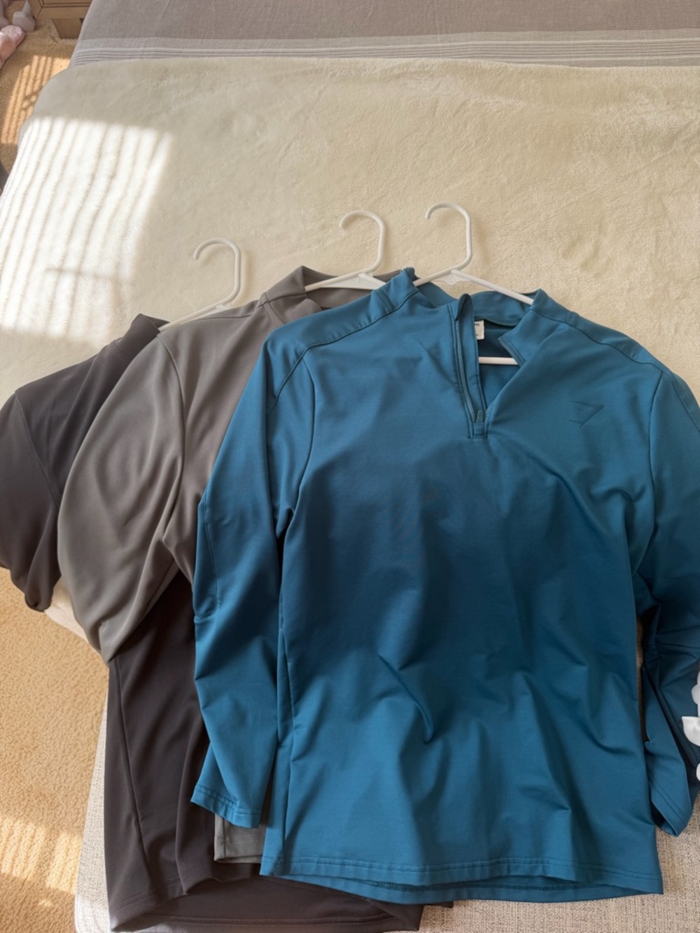 Gymshark Long Sleeve Athletic Tees - Teal, Gray, Black